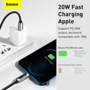 Baseus Display Fast Charging Data Cable, Type-C to IP 20W – Black - Image 7