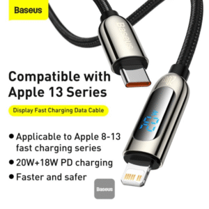 Baseus Display Fast Charging Data Cable, Type-C to IP 20W – Black - Image 5