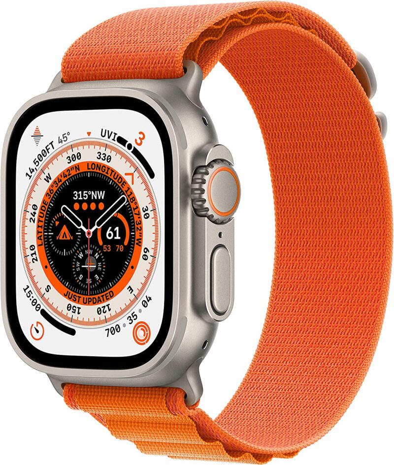 Apple Watch Ultra 49mm[GPS + Cellular ] Smart Watch w/Rugged Titanium Case & Orange Alpine Loop Medium. - Image 3